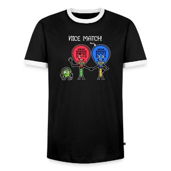Padel Team Padel Player Ball Statement Raquette - T-shirt contrasté Homme - noir/blanc - Devant - AI Model Female 172 light (172cm) & AI Model Male 178 light (178cm)