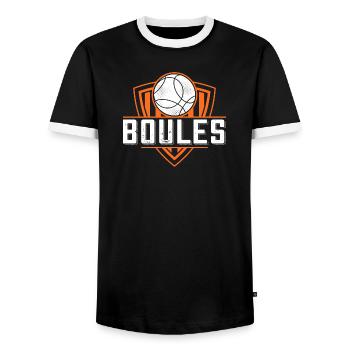 Boule boule boules pour bouler pétanque - T-shirt contrasté Homme - noir/blanc - Devant - AI Model Female 172 light (172cm) & AI Model Male 178 light (178cm)