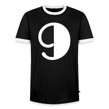 9 ANS. 9e ANNIVERSAIRE. ANNIVERSAIRE 9 ANS. 9 - T-shirt contrasté Homme - noir/blanc - Devant - AI Model Female 172 light (172cm) & AI Model Male 178 light (178cm)