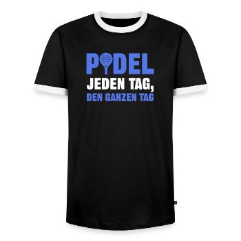 Spieler Padel Tennis Statement Spieler Training - Männer Kontrast-T-Shirt - Schwarz/Weiß - Vorne - AI Model Female 172 light (172cm) & AI Model Male 178 light (178cm)
