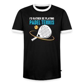 Padel Id Rather Be Playing Padel Tennis - Men's Ringer Shirt - black/white - Front - AI Model Female 172 light (172cm) & AI Model Male 178 light (178cm)