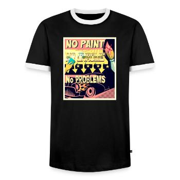 NO PAINT, NO CHROME, NO PROBLEMS - Männer Kontrast-T-Shirt - Schwarz/Weiß - Vorne - AI Model Female 172 light (172cm) & AI Model Male 178 light (178cm)