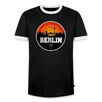 Berlin Skyline Original - Männer Kontrast-T-Shirt - Schwarz/Weiß - Vorne - AI Model Female 172 light (172cm) & AI Model Male 178 light (178cm)