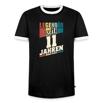 11. Geburtstag Legendär Seit 11 Jahren Legende 11 - Männer Kontrast-T-Shirt - Schwarz/Weiß - Vorne - AI Model Female 172 light (172cm) & AI Model Male 178 light (178cm)