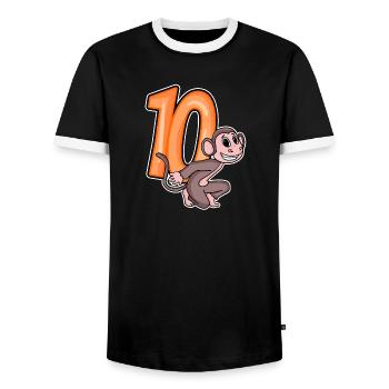 10 birthday 10 years old with animal motif - ten - Men's Ringer Shirt - black/white - Front - AI Model Female 172 light (172cm) & AI Model Male 178 light (178cm)