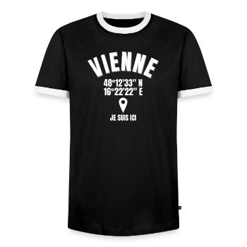 Autriche, Vienne, viennois - T-shirt contrasté Homme - noir/blanc - Devant - AI Model Female 172 light (172cm) & AI Model Male 178 light (178cm)
