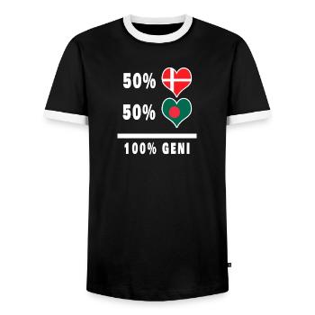 Bangladesh et Danemark 100% drapeau de génie - T-shirt contrasté Homme - noir/blanc - Devant - AI Model Female 172 light (172cm) & AI Model Male 178 light (178cm)
