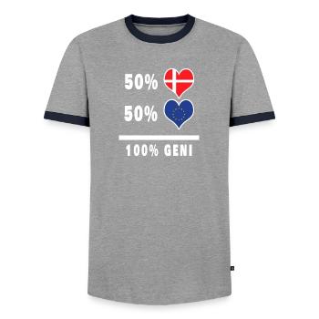 Europe et Danemark 100% drapeau de génie - T-shirt contrasté Homme - gris/marine  - Devant - AI Model Female 172 light (172cm) & AI Model Male 178 light (178cm)