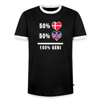 Drapeau 100% génie de la Grande-Bretagne et du Danemark - T-shirt contrasté Homme - noir/blanc - Devant - AI Model Female 172 light (172cm) & AI Model Male 178 light (178cm)
