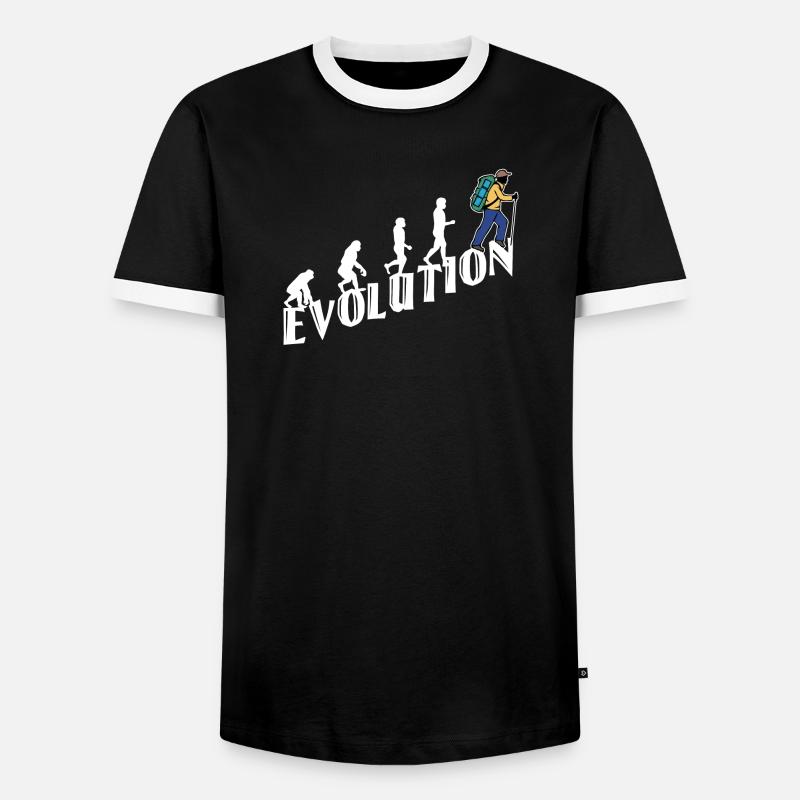 Evolution Wanderer Wandern Wanderung Bergwanderung - Männer Kontrast-T-Shirt - Schwarz/Weiß