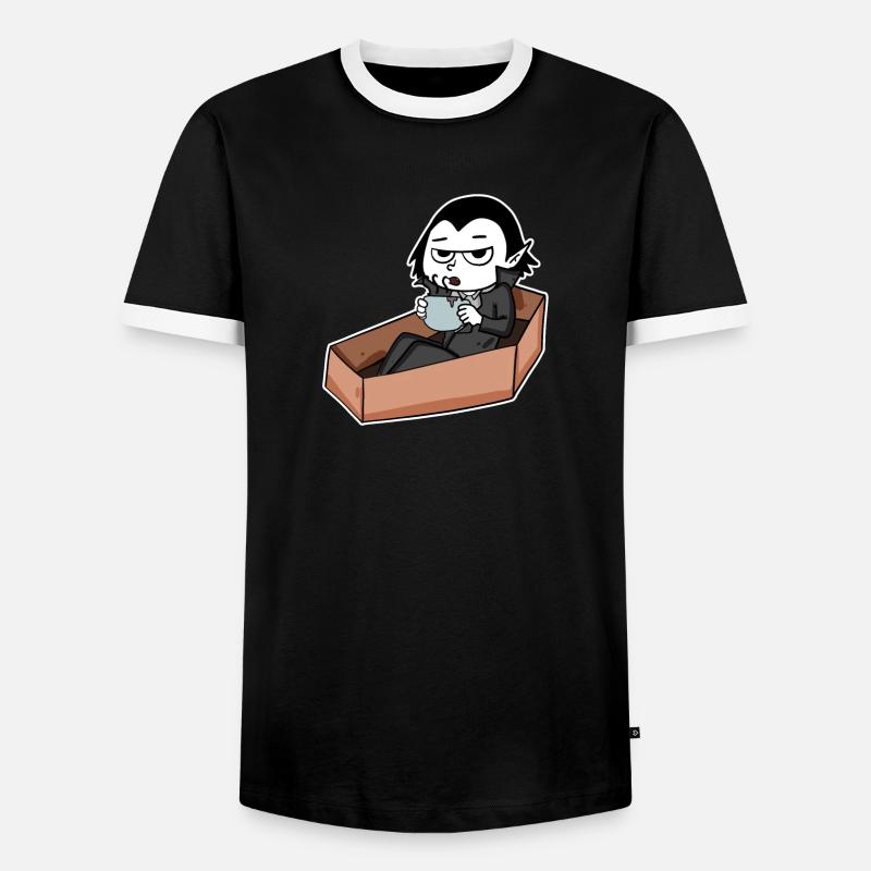 Vampire drinks coffee - Men's Ringer Shirt - black/white