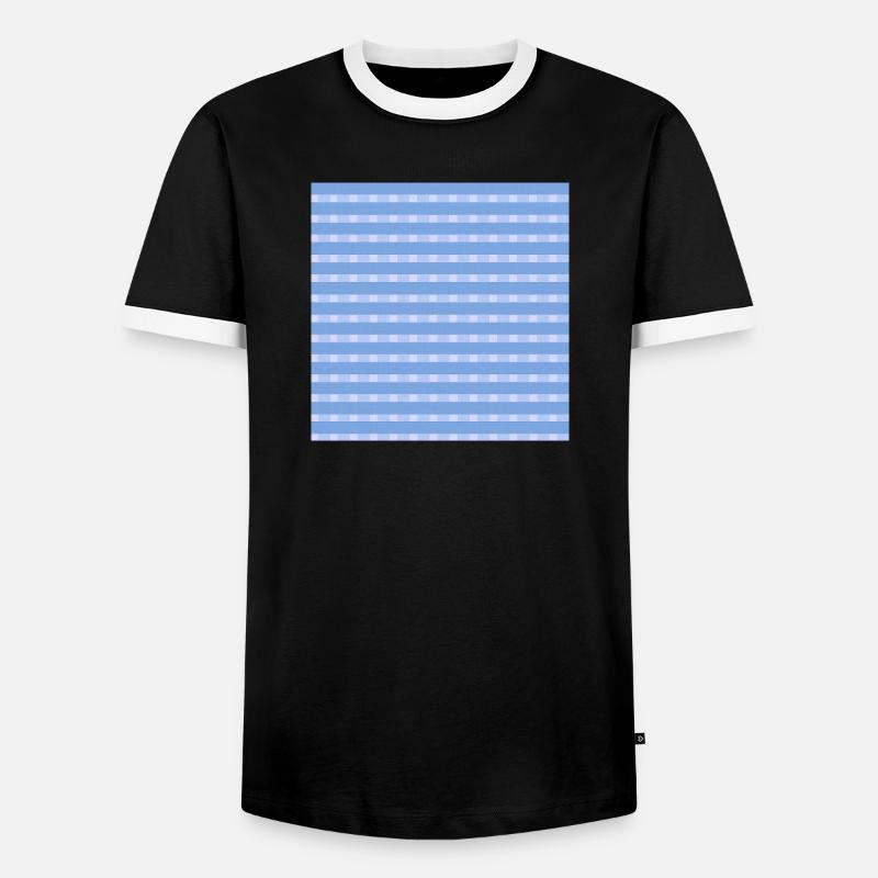 karierte muster, Leinenstoffmuster Gitteroptik - Männer Kontrast-T-Shirt - Schwarz/Weiß
