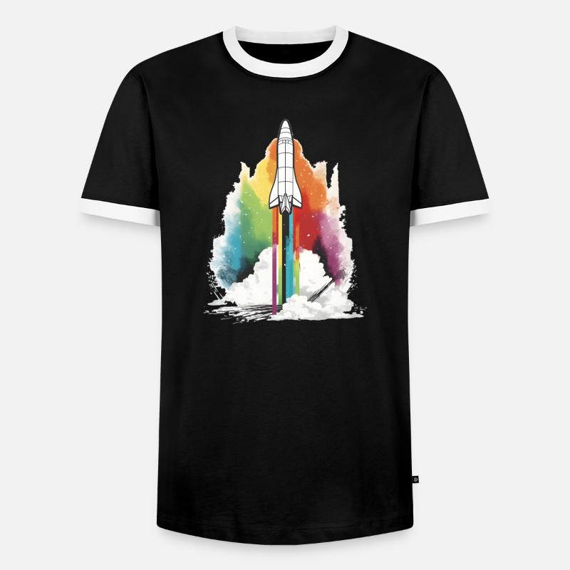 Regenbogen Rakete - Männer Kontrast-T-Shirt - Schwarz/Weiß