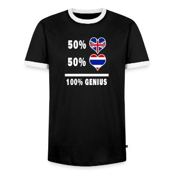 Thaïlande et Grande-Bretagne 100% Genius Flag - T-shirt contrasté Homme - noir/blanc - Devant - AI Model Female 172 light (172cm) & AI Model Male 178 light (178cm)