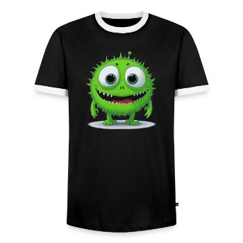 Petit monstre vert - T-shirt contrasté Homme - noir/blanc - Devant - AI Model Female 172 light (172cm) & AI Model Male 178 light (178cm)
