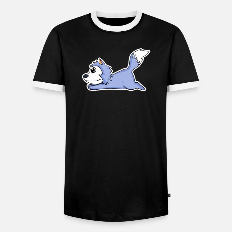 lying wolf - Men's Ringer Shirt - black/white
