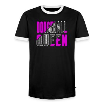 La reine du ballon chasseur - T-shirt contrasté Homme - noir/blanc - Devant - AI Model Female 172 light (172cm) & AI Model Male 178 light (178cm)