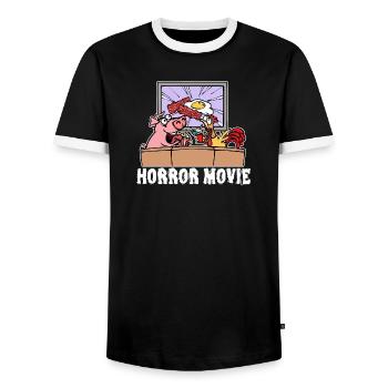 Movies Cineaste Movies Movies Cinema Night Statement - Men's Ringer Shirt - black/white - Front - AI Model Female 172 light (172cm) & AI Model Male 178 light (178cm)