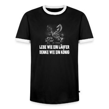 Schach Design - Männer Kontrast-T-Shirt - Schwarz/Weiß - Vorne - AI Model Female 172 light (172cm) & AI Model Male 178 light (178cm)