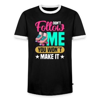 design de patins à roulettes - T-shirt contrasté Homme - noir/blanc - Devant - AI Model Female 172 light (172cm) & AI Model Male 178 light (178cm)