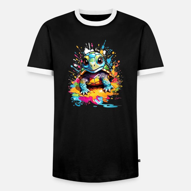 Turtle - Men's Ringer Shirt - black/white