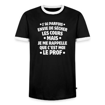 professeur, enseignant, je suis professeur - T-shirt contrasté Homme - noir/blanc - Devant - AI Model Female 172 light (172cm) & AI Model Male 178 light (178cm)