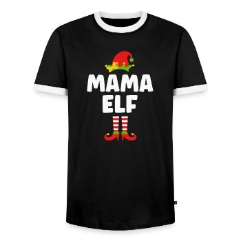 Weihnachten lustig Mama Elfe - Männer Kontrast-T-Shirt - Schwarz/Weiß - Vorne - AI Model Female 172 light (172cm) & AI Model Male 178 light (178cm)