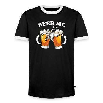 bière, boire de la bière - T-shirt contrasté Homme - noir/blanc - Devant - AI Model Female 172 light (172cm) & AI Model Male 178 light (178cm)