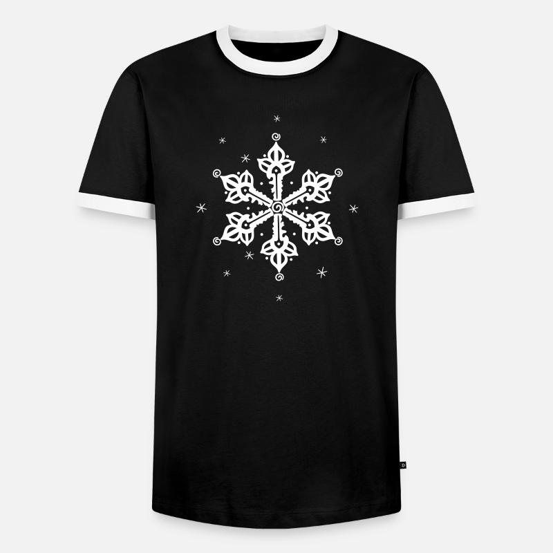 Snowflake Winter Ice Snow - Men's Ringer Shirt - black/white