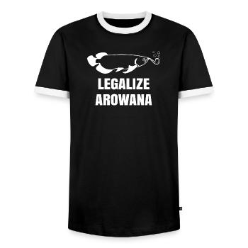 Poisson, Déclaration, Animaux de compagnie, Animaux, Animaux de compagnie - T-shirt contrasté Homme - noir/blanc - Devant - AI Model Female 172 light (172cm) & AI Model Male 178 light (178cm)
