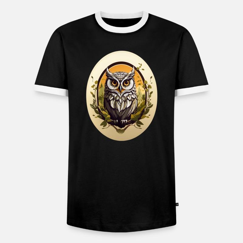 Eule - Männer Kontrast-T-Shirt - Schwarz/Weiß