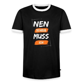 Nen scheiß muss ich - Männer Kontrast-T-Shirt - Schwarz/Weiß - Vorne - AI Model Female 172 light (172cm) & AI Model Male 178 light (178cm)