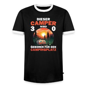 30 Geburtstag Camper Camping Wohnmobil Campen - Männer Kontrast-T-Shirt - Schwarz/Weiß - Vorne - AI Model Female 172 light (172cm) & AI Model Male 178 light (178cm)