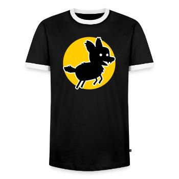 Loup – Motif de la nature sauvage et déclaration sur le bien-être animal - T-shirt contrasté Homme - noir/blanc - Devant - AI Model Female 172 light (172cm) & AI Model Male 178 light (178cm)