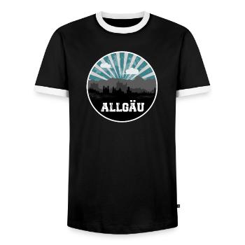 Ligne d’horizon de l’heure bleue de l’Allgäu - T-shirt contrasté Homme - noir/blanc - Devant - AI Model Female 172 light (172cm) & AI Model Male 178 light (178cm)