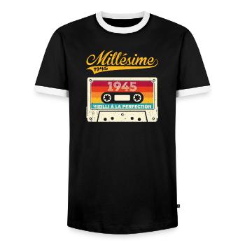 Millésime 1945 Cadeau 78 Ans Anniversaire Humour - T-shirt contrasté Homme - noir/blanc - Devant - AI Model Female 172 light (172cm) & AI Model Male 178 light (178cm)