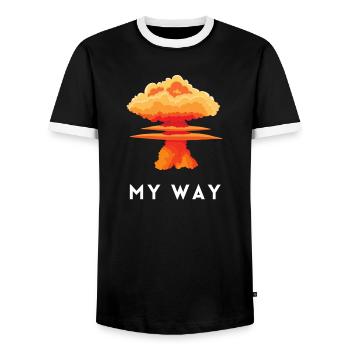 My Way Explosive Sturkopf-Denkmuster-Aussage - Männer Kontrast-T-Shirt - Schwarz/Weiß - Vorne - AI Model Female 172 light (172cm) & AI Model Male 178 light (178cm)