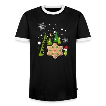 Advent, Pfefferkuchen, Kekse - Männer Kontrast-T-Shirt - Schwarz/Weiß - Vorne - AI Model Female 172 light (172cm) & AI Model Male 178 light (178cm)
