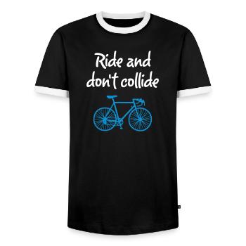 Ride Collide Roue Cool Dictons Anglais Vélo - T-shirt contrasté Homme - noir/blanc - Devant - AI Model Female 172 light (172cm) & AI Model Male 178 light (178cm)