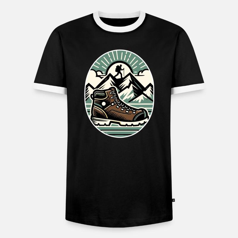 Drawing Hiker Bergwanderschuh - Männer Kontrast-T-Shirt - Schwarz/Weiß