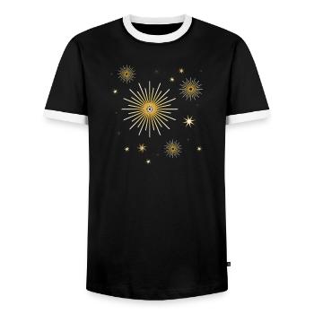 beautiful shining stars for Christmas - Men's Ringer Shirt - black/white - Front - AI Model Female 172 light (172cm) & AI Model Male 178 light (178cm)