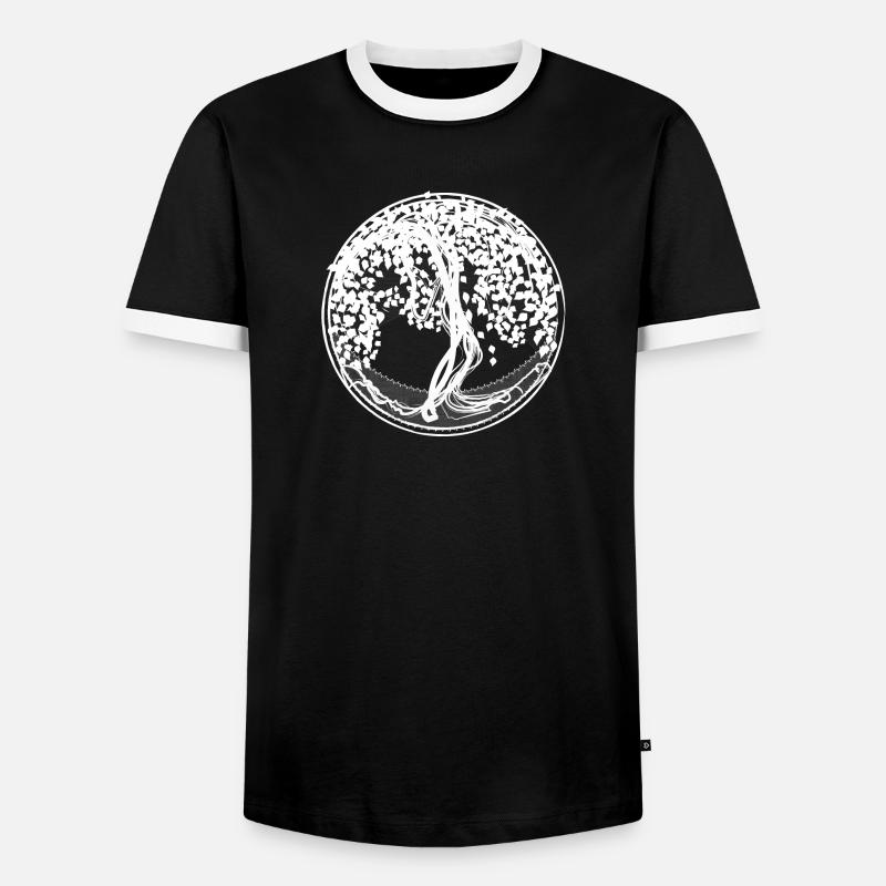 Circle Tree Silhouettes - Men's Ringer Shirt - black/white