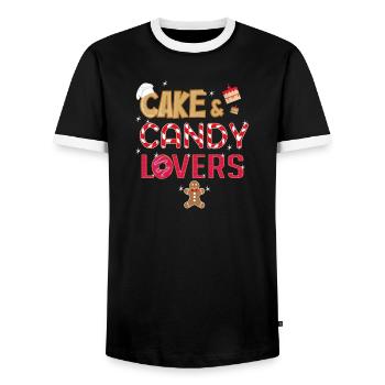 Cake & Candy Lovers T-Shirt - Men's Ringer Shirt - black/white - Front - AI Model Female 172 light (172cm) & AI Model Male 178 light (178cm)