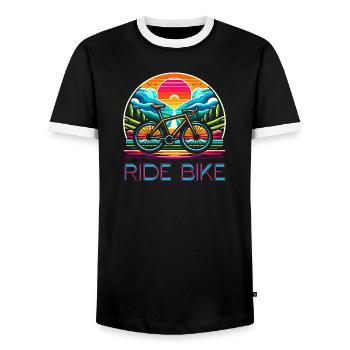 Ride Bike - pour les fans de cyclisme. - T-shirt contrasté Homme - noir/blanc - Devant - AI Model Female 172 light (172cm) & AI Model Male 178 light (178cm)