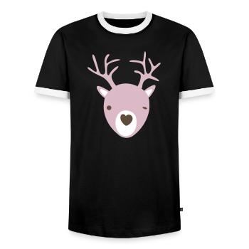 Rudolph Antlers Heart Nose Scandinavian Kids Cool - Men's Ringer Shirt - black/white - Front - AI Model Female 172 light (172cm) & AI Model Male 178 light (178cm)