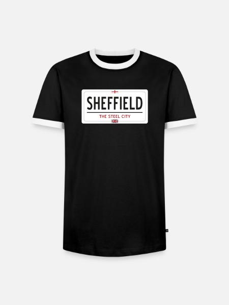 Sheffield town sign - Men's Ringer Shirt - black/white
