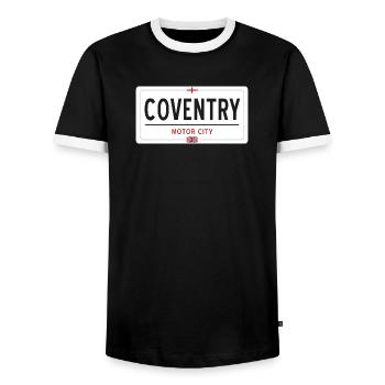 Coventry place sign - Men's Ringer Shirt - black/white - Front - AI Model Female 172 light (172cm) & AI Model Male 178 light (178cm)