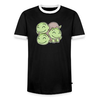 Schildkröte Motiv - Männer Kontrast-T-Shirt - Schwarz/Weiß - Vorne - AI Model Female 172 light (172cm) & AI Model Male 178 light (178cm)