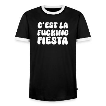 C'est la fucking fiesta - Männer Kontrast-T-Shirt - Schwarz/Weiß - Vorne - AI Model Female 172 light (172cm) & AI Model Male 178 light (178cm)