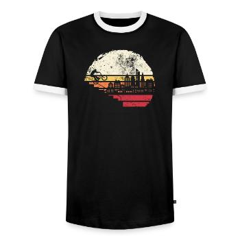 City Skyline Sunset - Men's Ringer Shirt - black/white - Front - AI Model Female 172 light (172cm) & AI Model Male 178 light (178cm)